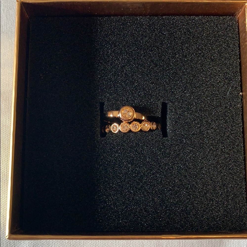 Rose gold stackable Coach rings size 8
